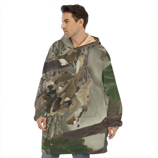 Oak Tree Hunting Camouflage Print Hoodie Blanket