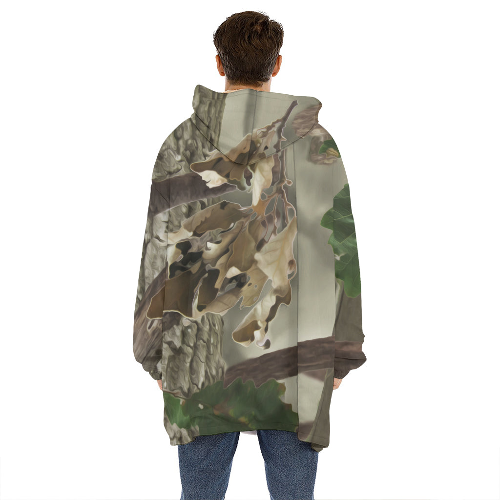 Oak Tree Hunting Camouflage Print Hoodie Blanket