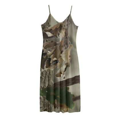 Oak Tree Hunting Camouflage Print Jersey Midi Cami Dress
