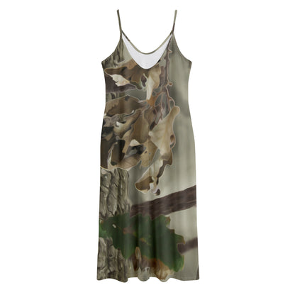 Oak Tree Hunting Camouflage Print Jersey Midi Cami Dress