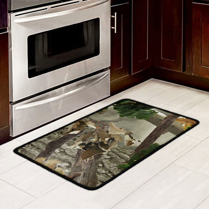 Oak Tree Hunting Camouflage Print Kitchen Mat