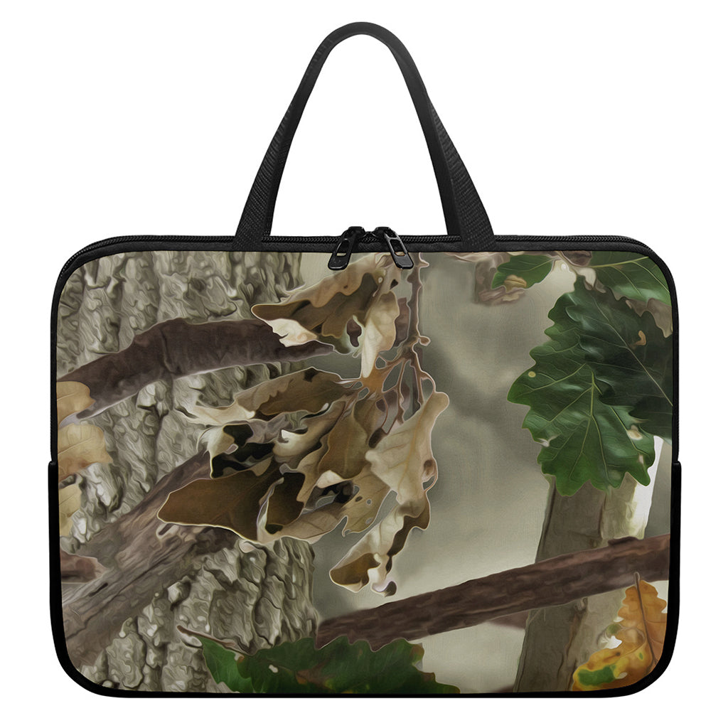 Oak Tree Hunting Camouflage Print Laptop Sleeve With Handle