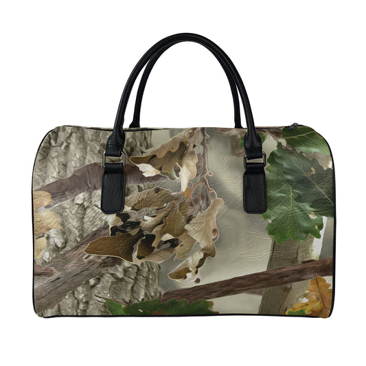 Oak Tree Hunting Camouflage Print Leather Duffle Bag