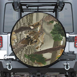 Oak Tree Hunting Camouflage Print Leather Spare Tire Cover