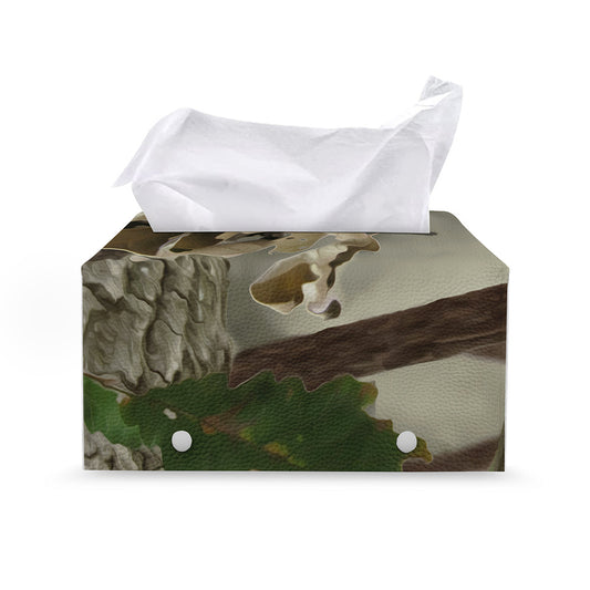 Oak Tree Hunting Camouflage Print Leather Tissue Box Cover
