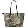Oak Tree Hunting Camouflage Print Leather Tote Bag With Zipper