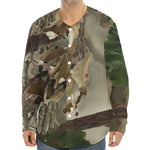 Oak Tree Hunting Camouflage Print Long Sleeve Baseball Jersey