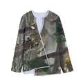 Oak Tree Hunting Camouflage Print Long Sleeve Short Coat