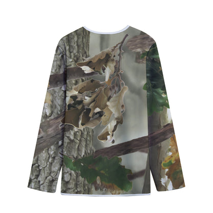 Oak Tree Hunting Camouflage Print Long Sleeve Short Coat
