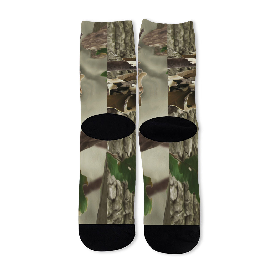 Oak Tree Hunting Camouflage Print Long Socks
