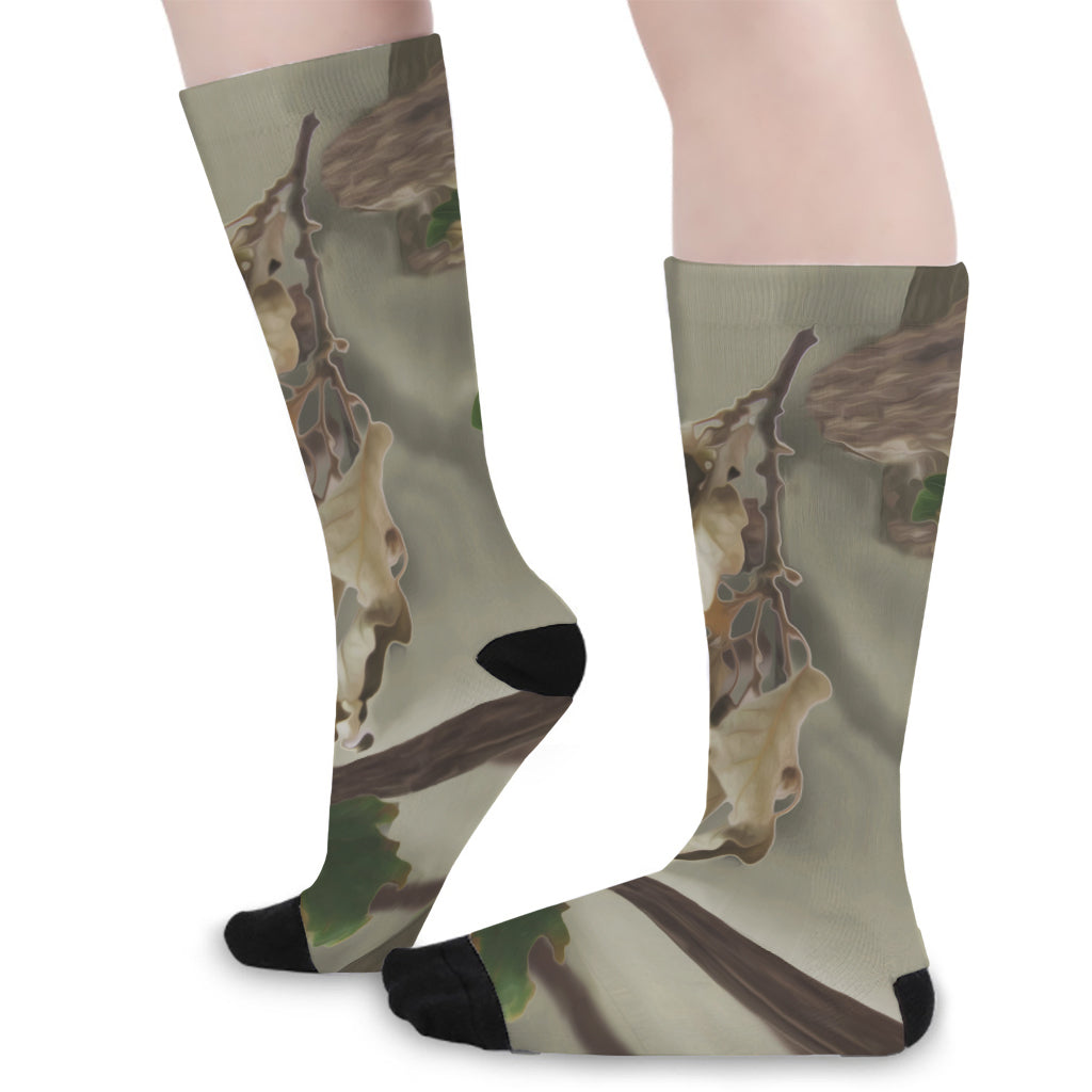 Oak Tree Hunting Camouflage Print Long Socks