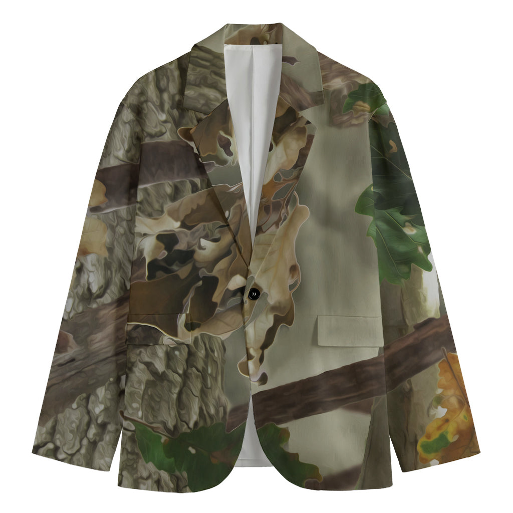 Oak Tree Hunting Camouflage Print Men's Blazer