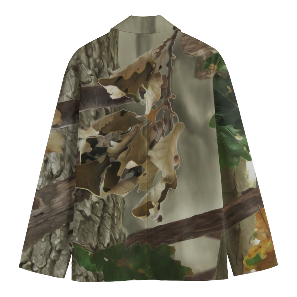Oak Tree Hunting Camouflage Print Men's Blazer
