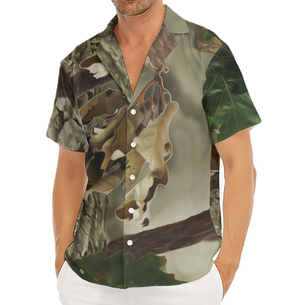 Oak Tree Hunting Camouflage Print Men's Deep V-Neck Shirt