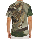 Oak Tree Hunting Camouflage Print Men's Deep V-Neck Shirt