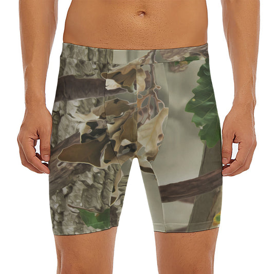 Oak Tree Hunting Camouflage Print Men's Long Boxer Briefs