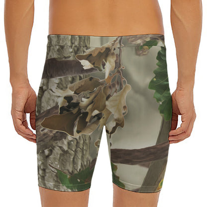 Oak Tree Hunting Camouflage Print Men's Long Boxer Briefs