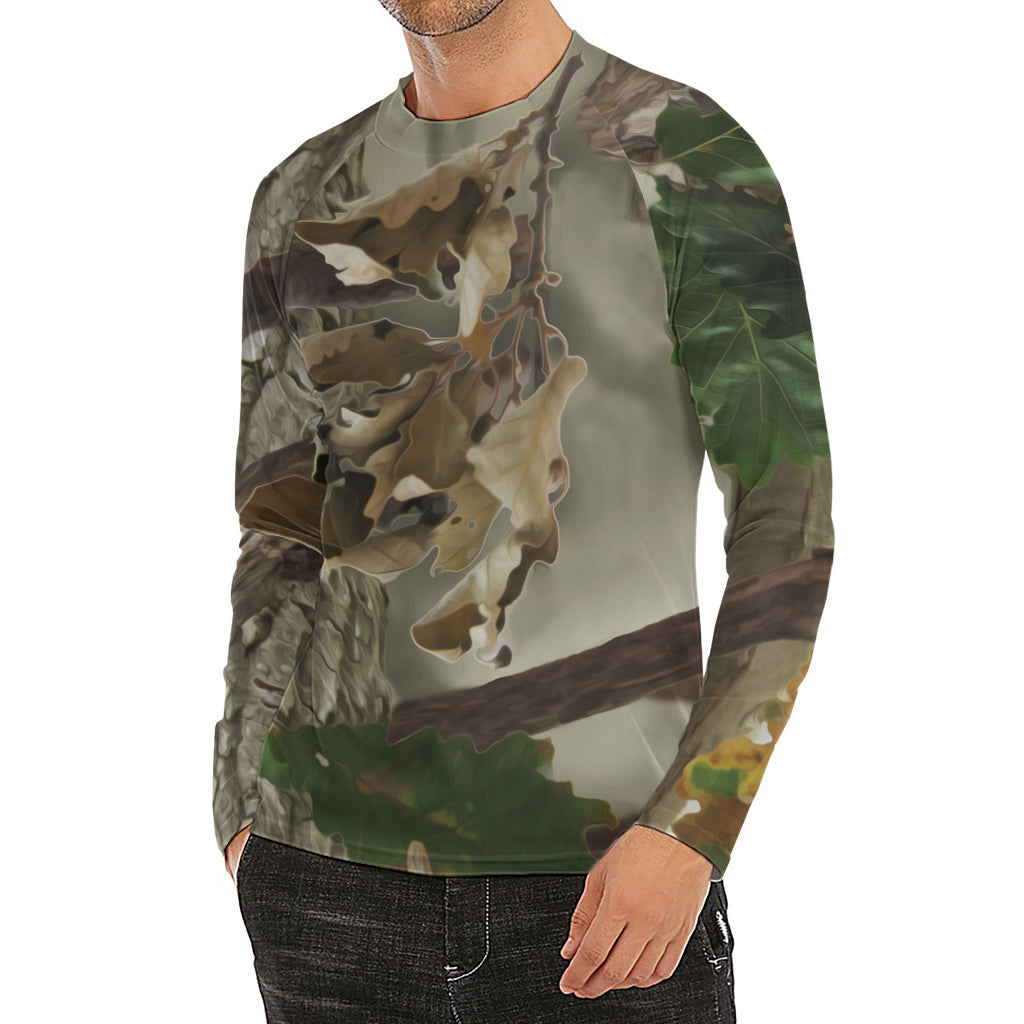 Oak Tree Hunting Camouflage Print Men's Long Sleeve Rash Guard