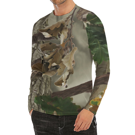 Oak Tree Hunting Camouflage Print Men's Long Sleeve Rash Guard