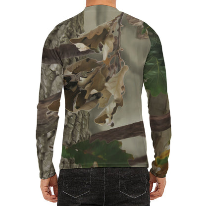 Oak Tree Hunting Camouflage Print Men's Long Sleeve Rash Guard