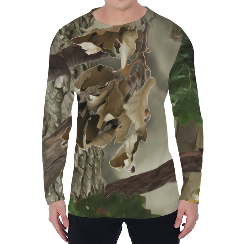 Oak Tree Hunting Camouflage Print Men's Long Sleeve T-Shirt