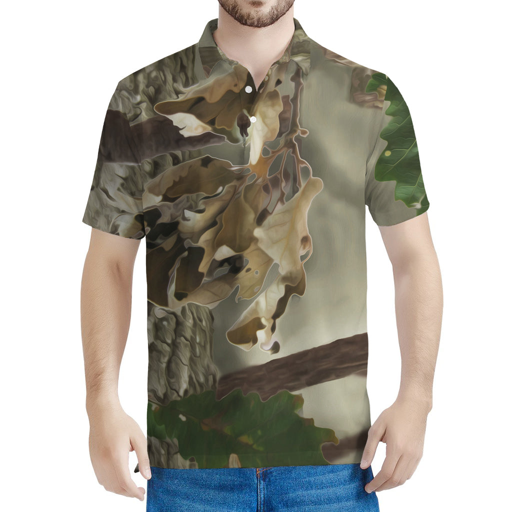 Oak Tree Hunting Camouflage Print Men's Polo Shirt