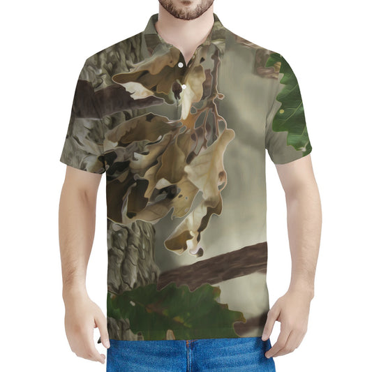 Oak Tree Hunting Camouflage Print Men's Polo Shirt