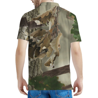 Oak Tree Hunting Camouflage Print Men's Polo Shirt