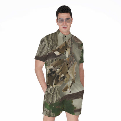 Oak Tree Hunting Camouflage Print Men's Rompers