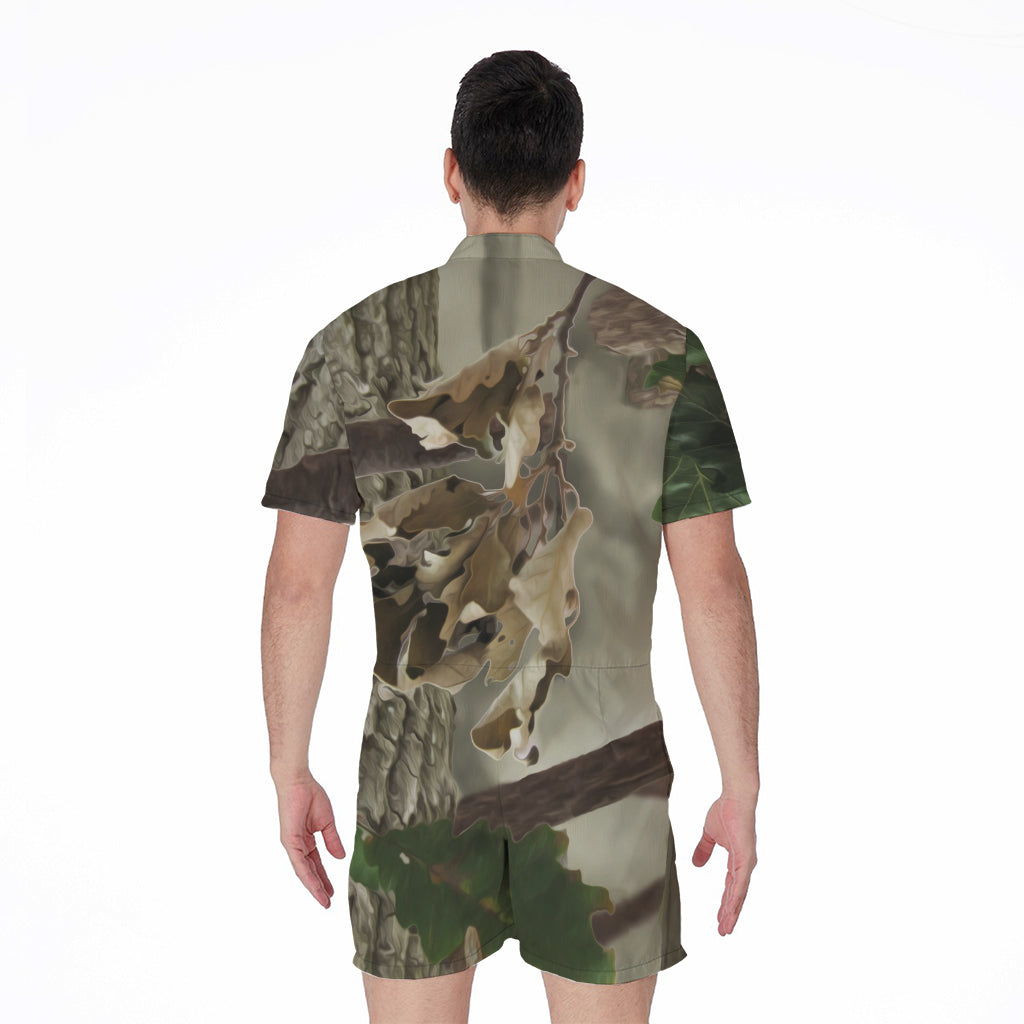 Oak Tree Hunting Camouflage Print Men's Rompers