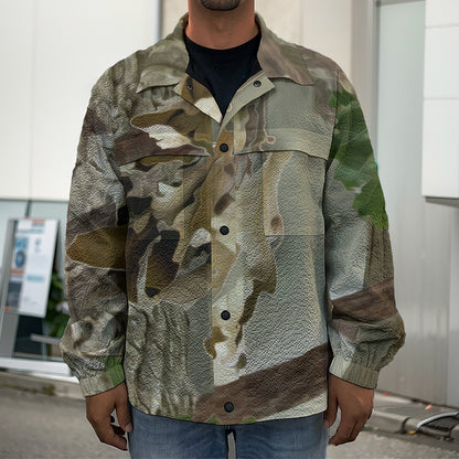 Oak Tree Hunting Camouflage Print Men's Shirt Jacket