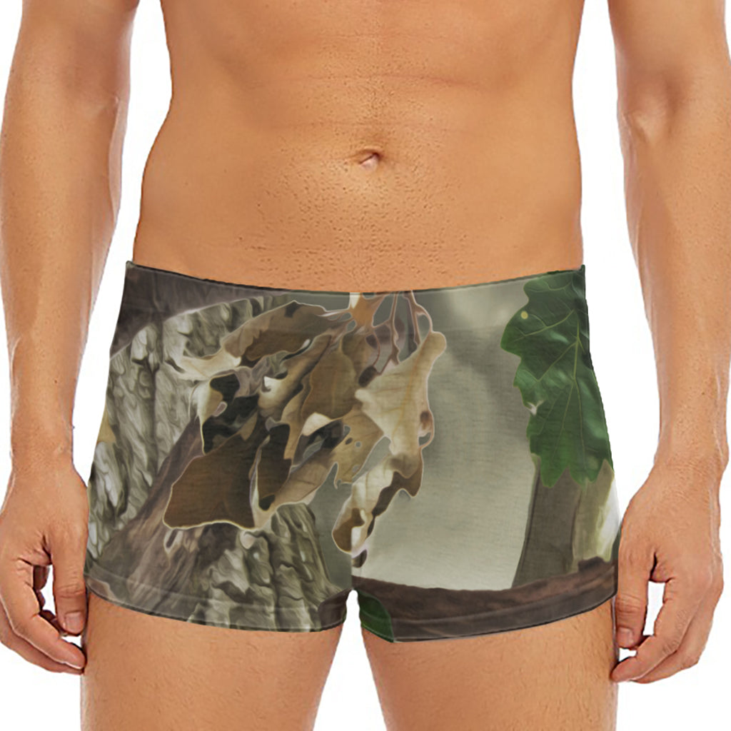 Oak Tree Hunting Camouflage Print Men's Short Boxer Briefs