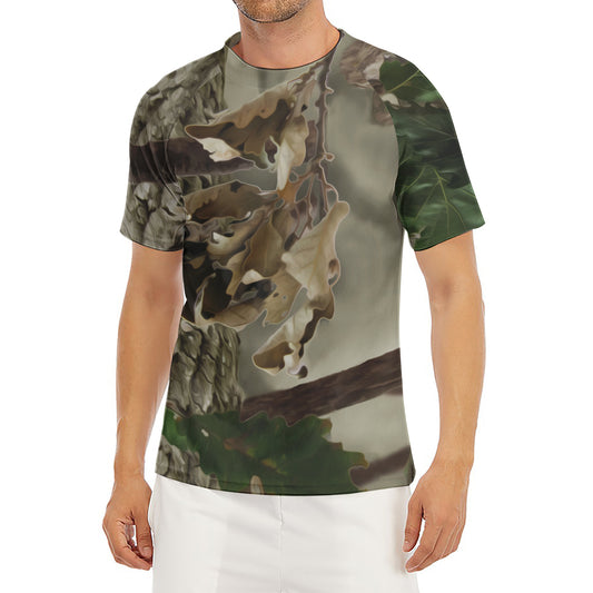 Oak Tree Hunting Camouflage Print Men's Short Sleeve Rash Guard