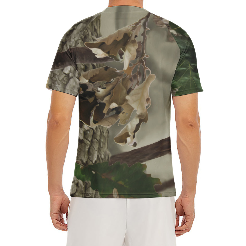 Oak Tree Hunting Camouflage Print Men's Short Sleeve Rash Guard