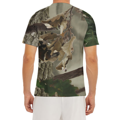 Oak Tree Hunting Camouflage Print Men's Short Sleeve Rash Guard