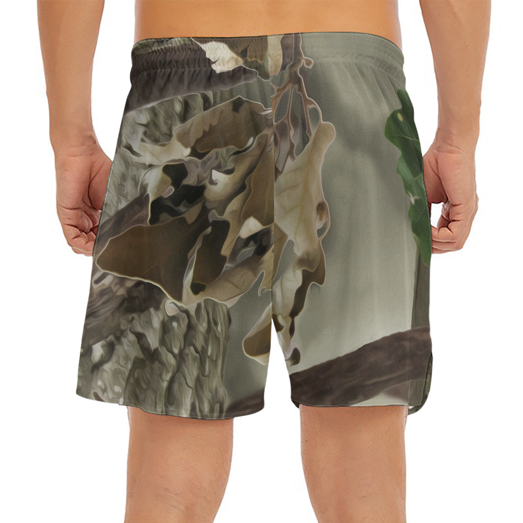 Oak Tree Hunting Camouflage Print Men's Split Running Shorts
