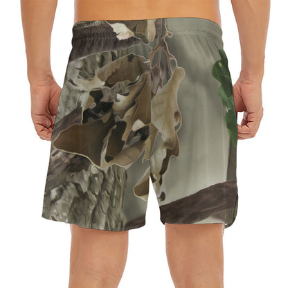 Oak Tree Hunting Camouflage Print Men's Split Running Shorts