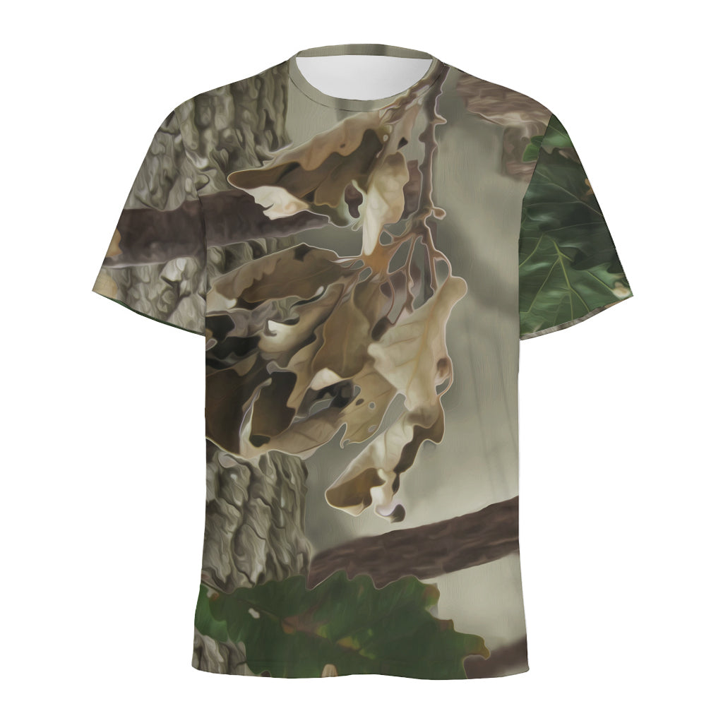 Oak Tree Hunting Camouflage Print Men's Sports T-Shirt