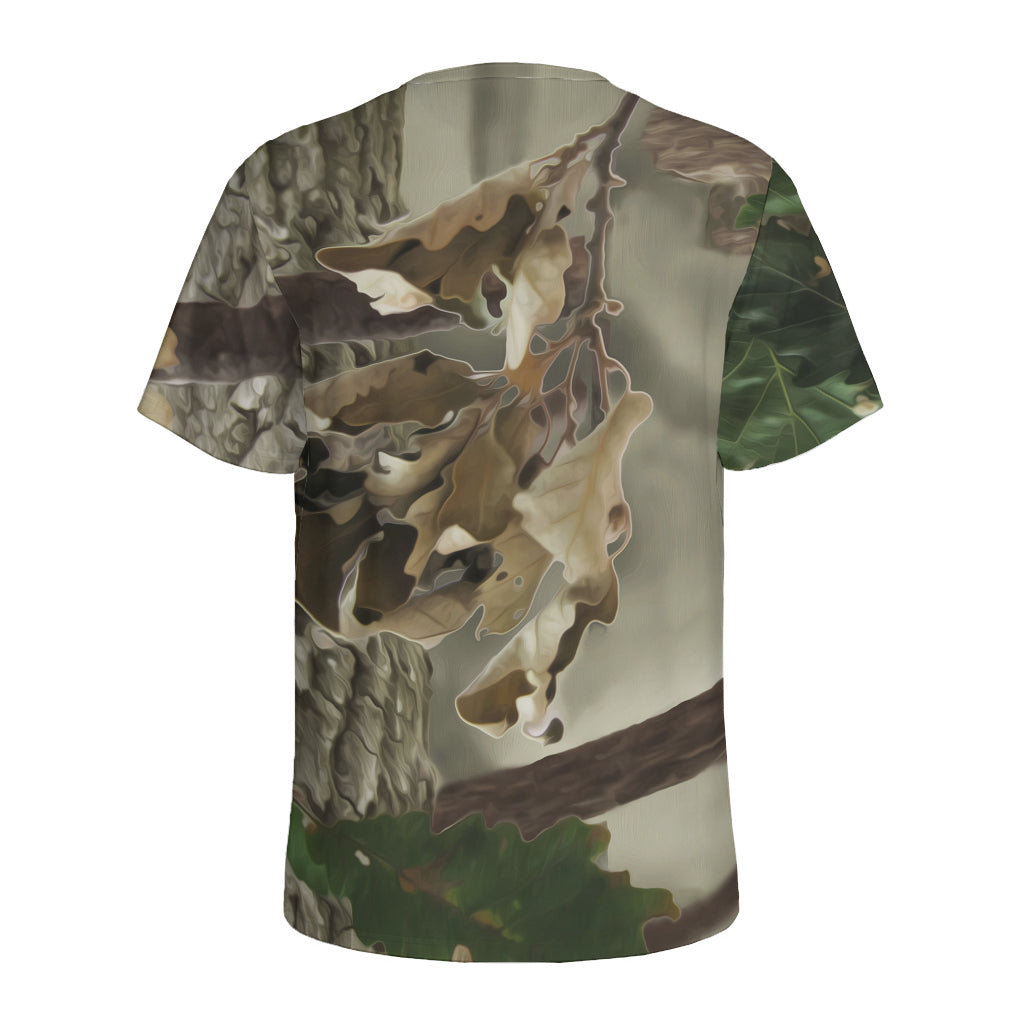 Oak Tree Hunting Camouflage Print Men's Sports T-Shirt