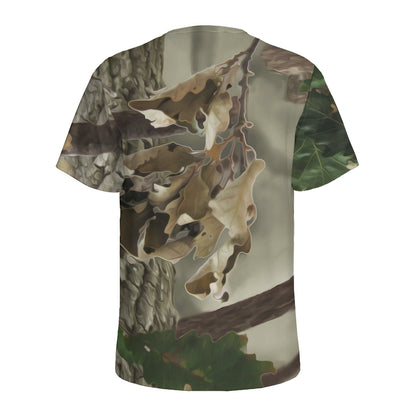 Oak Tree Hunting Camouflage Print Men's Sports T-Shirt