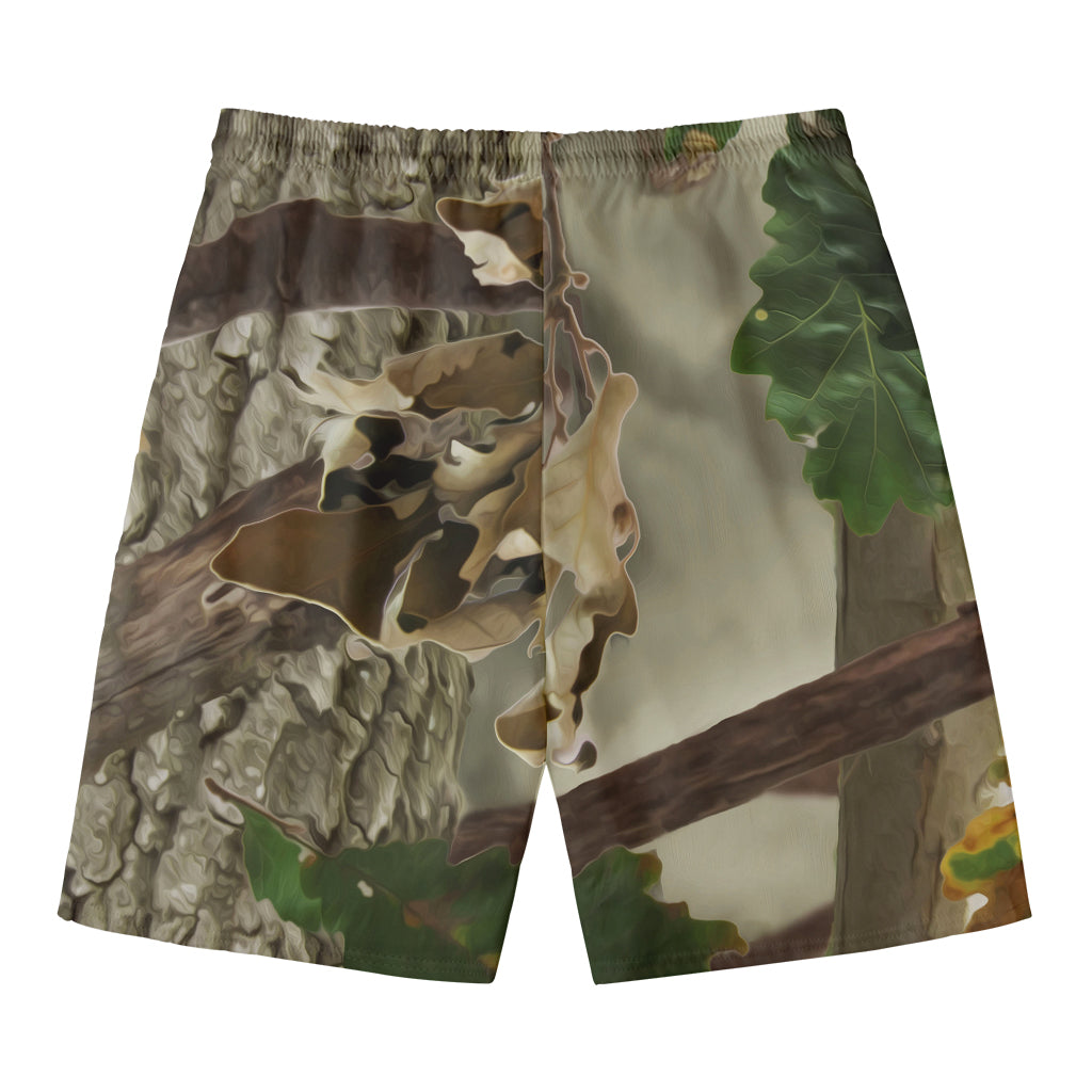 Oak Tree Hunting Camouflage Print Men's Swim Trunks