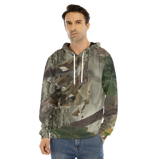Oak Tree Hunting Camouflage Print Men's Velvet Pullover Hoodie
