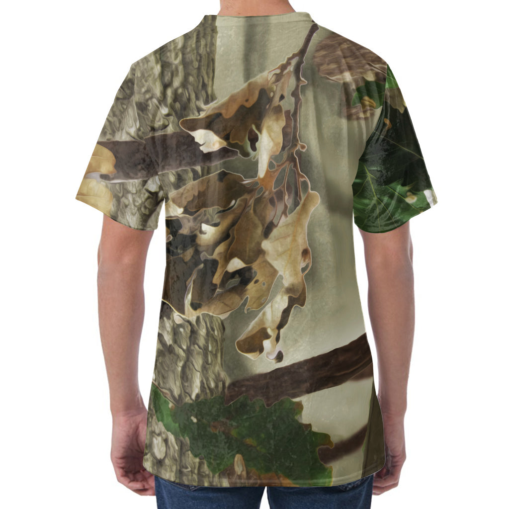 Oak Tree Hunting Camouflage Print Men's Velvet T-Shirt