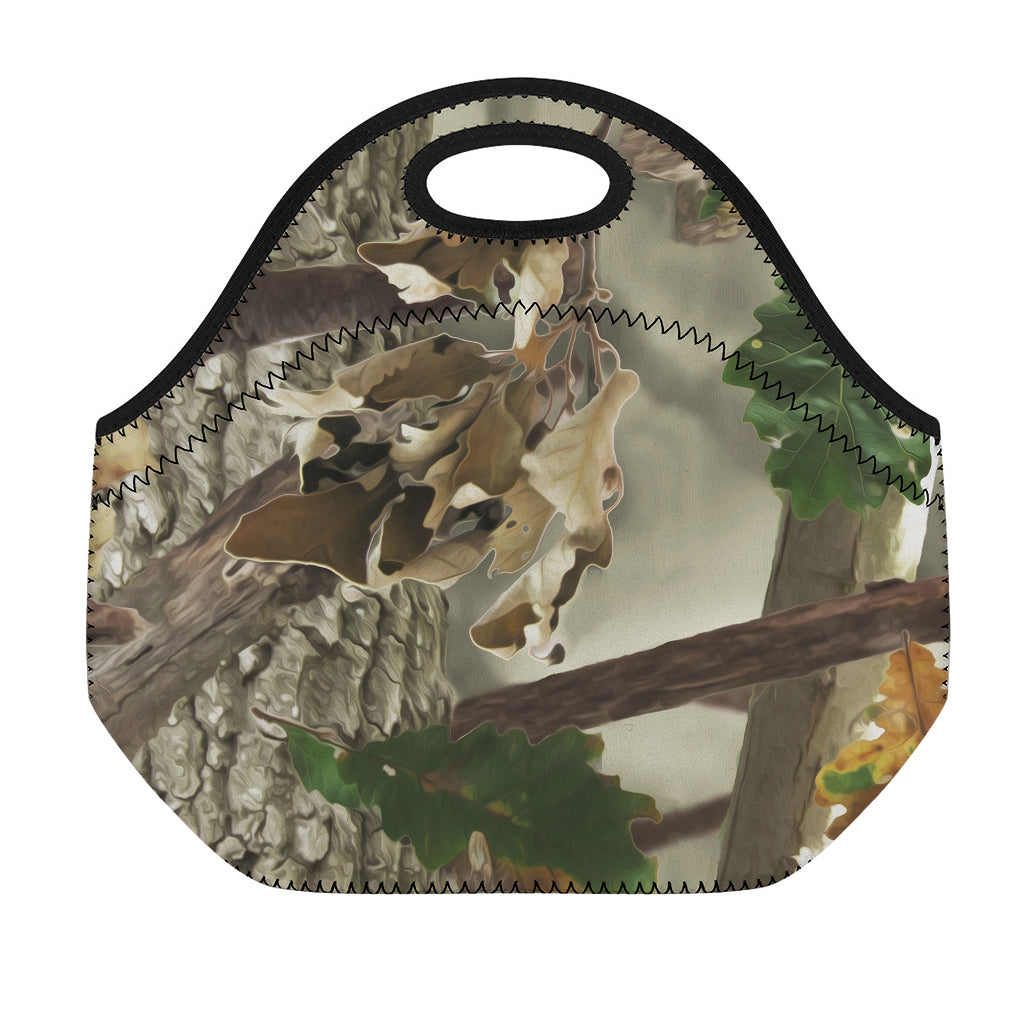 Oak Tree Hunting Camouflage Print Neoprene Lunch Bag