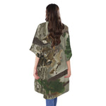 Oak Tree Hunting Camouflage Print Open Front Beach Cover Up