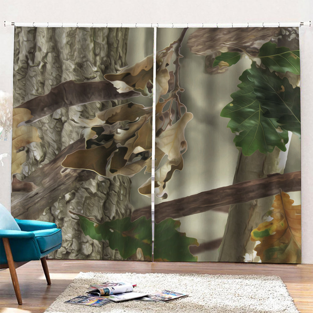 Oak Tree Hunting Camouflage Print Pencil Pleat Curtains