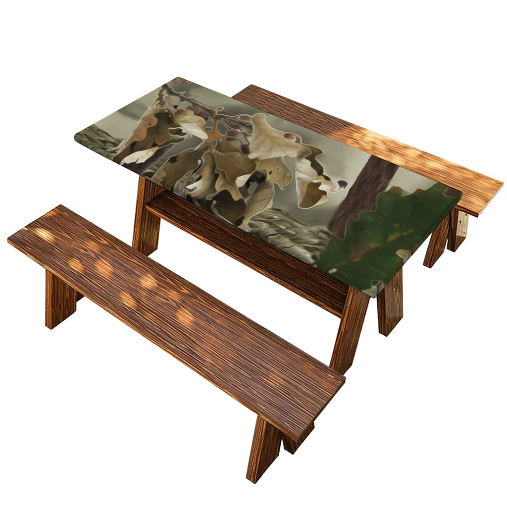 Oak Tree Hunting Camouflage Print Picnic Table Cover
