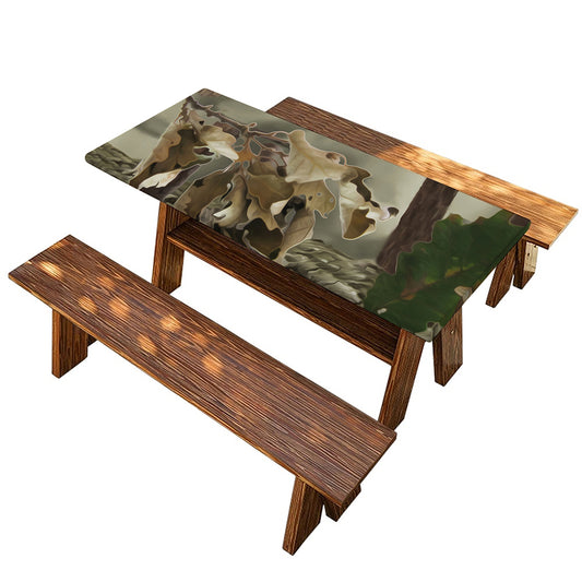 Oak Tree Hunting Camouflage Print Picnic Table Cover