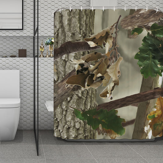 Oak Tree Hunting Camouflage Print Polyester Shower Curtain