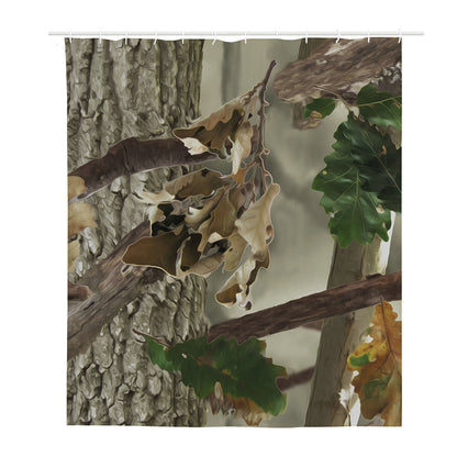 Oak Tree Hunting Camouflage Print Polyester Shower Curtain